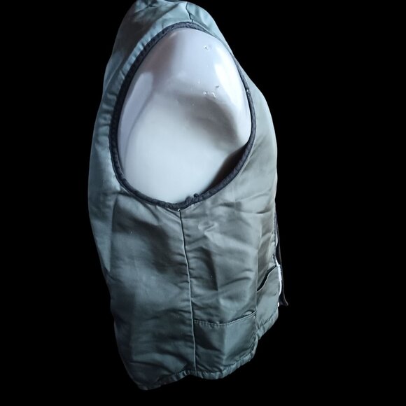 Vintage Men's Small Work Vest Green Utility Sherpa Lined Steel Zipper 1970's - Picture 3 of 8